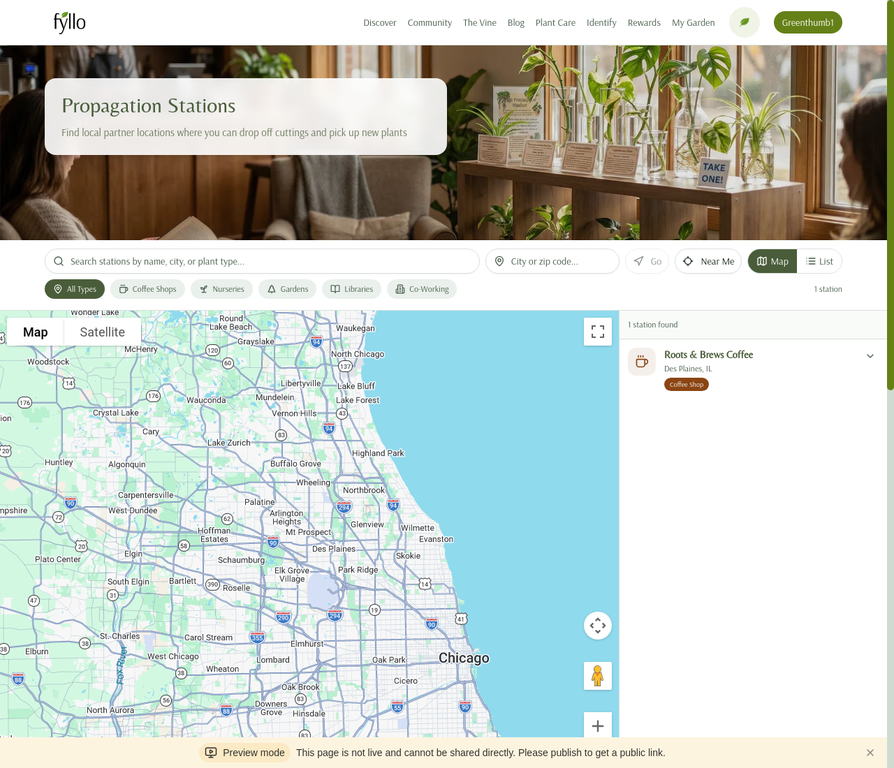 Propagation Stations map preview showing local partner locations